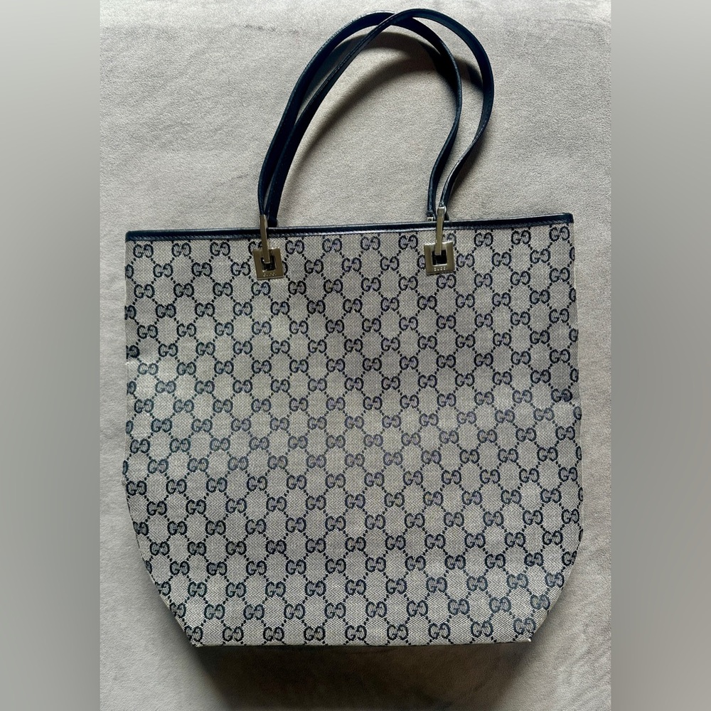 GUC- Gucci Vintage GG Canvas Tote 31243 - Black/Gray